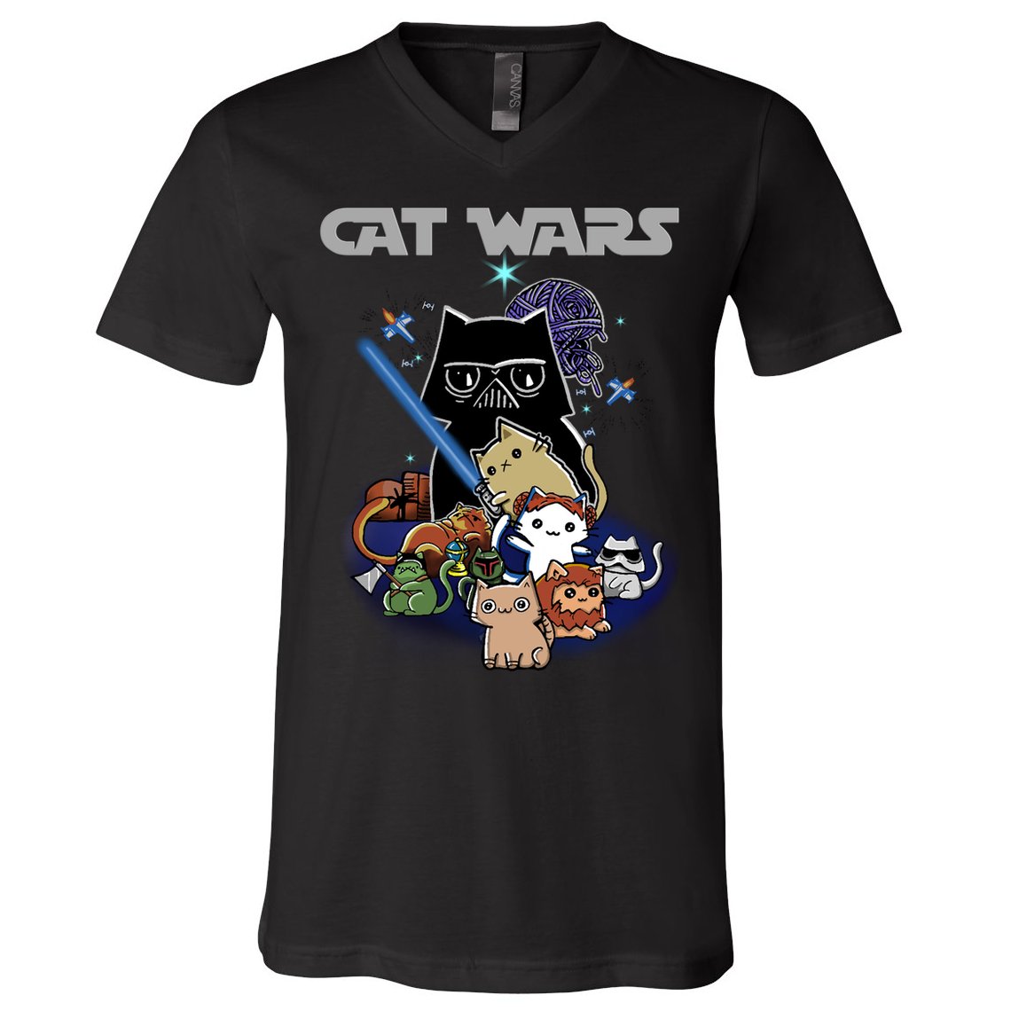 Cat Wars Meow Cat Lover Illustration V-Neck T-Shirt