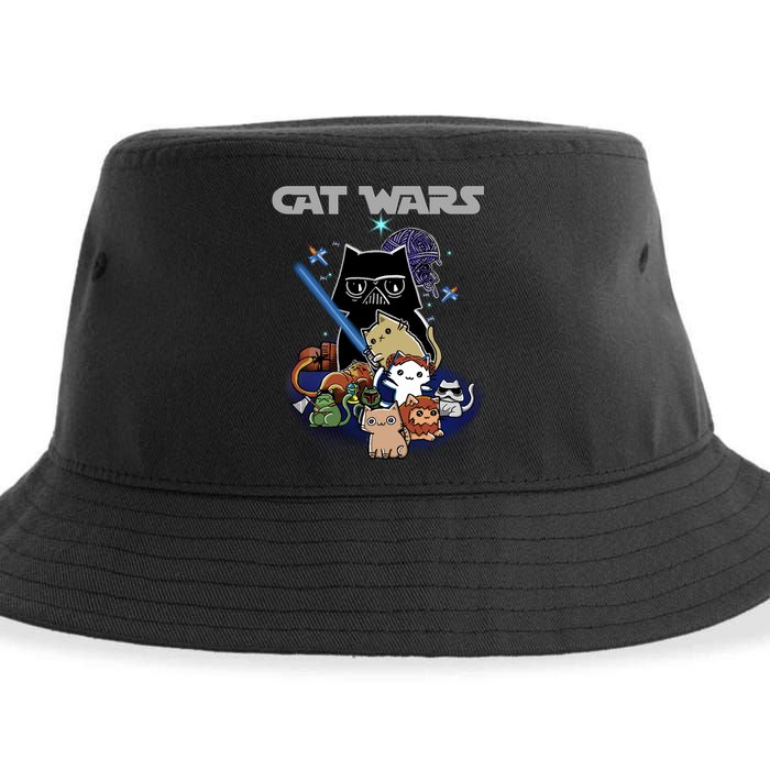Cat Wars Meow Cat Lover Illustration Sustainable Bucket Hat