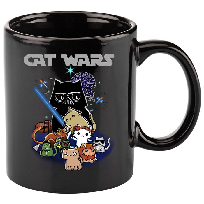 Cat Wars Meow Cat Lover Illustration 11oz C Handle Ceramic Mug
