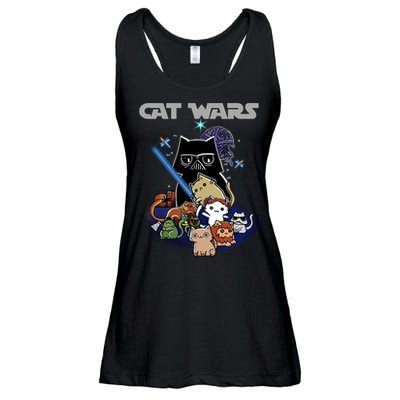 Cat Wars Meow Cat Lover Illustration Ladies Essential Flowy Tank