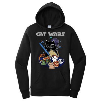 Cat Wars Meow Cat Lover Illustration Women's Pullover Hoodie