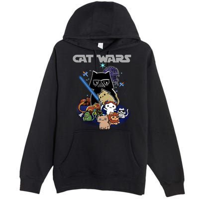 Cat Wars Meow Cat Lover Illustration Premium Pullover Hoodie