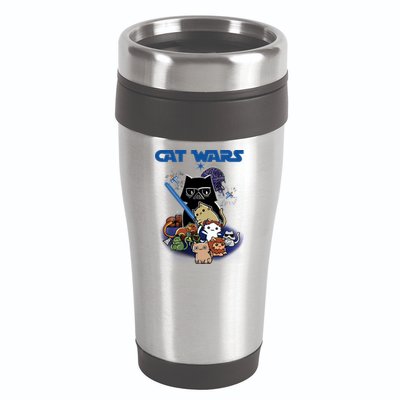 Cat Wars Meow Cat Lover Illustration 16oz Travel Tumbler