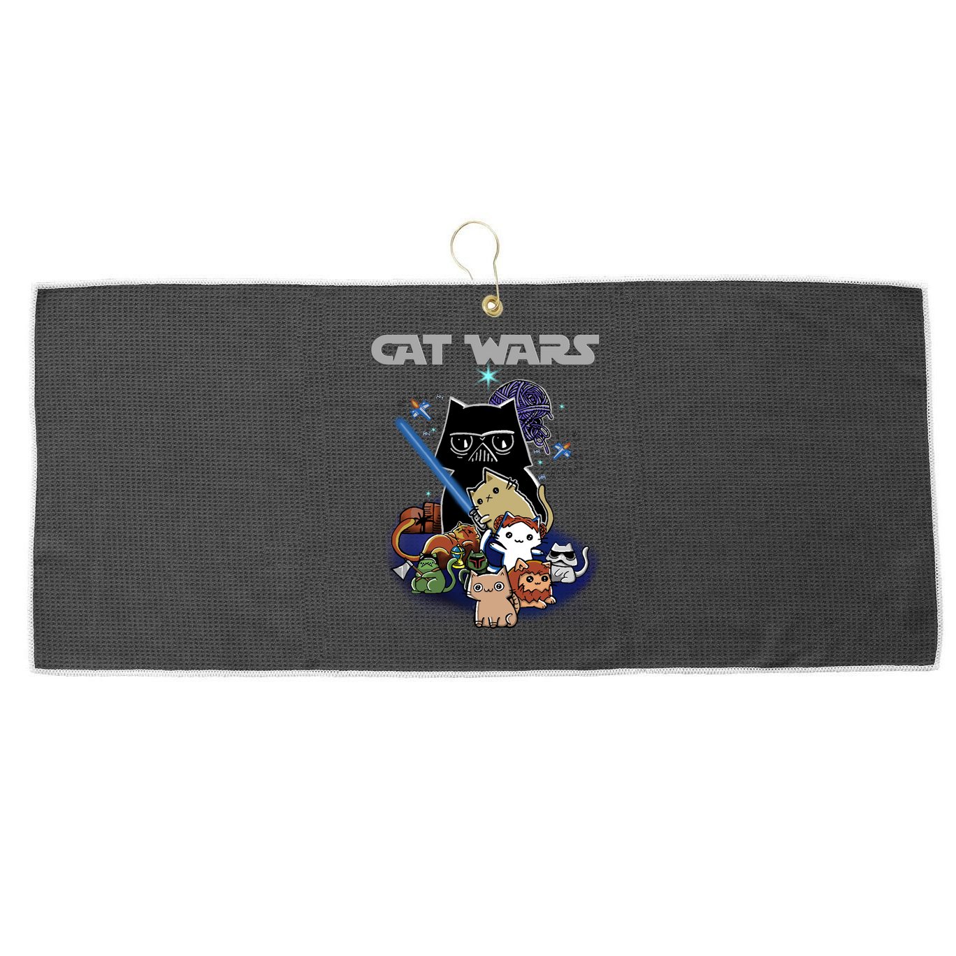Cat Wars Meow Cat Lover Illustration Large Microfiber Waffle Golf Towel