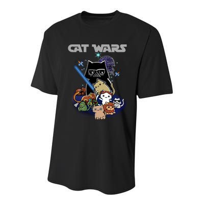 Cat Wars Meow Cat Lover Illustration Youth Performance Sprint T-Shirt