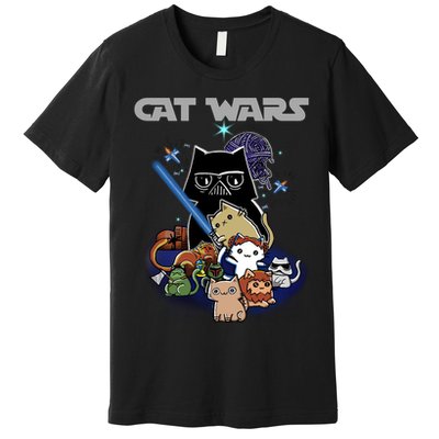 Cat Wars Meow Cat Lover Illustration Premium T-Shirt
