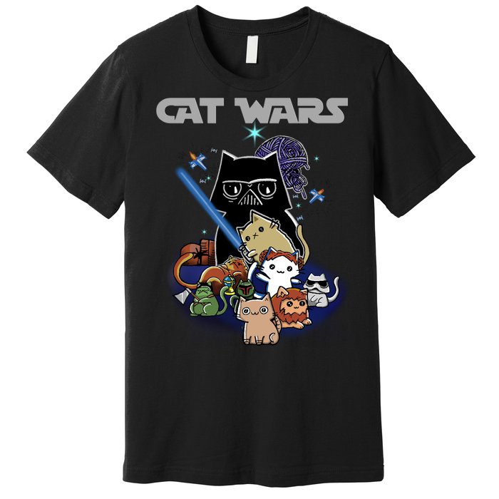 Cat Wars Meow Cat Lover Illustration Premium T-Shirt