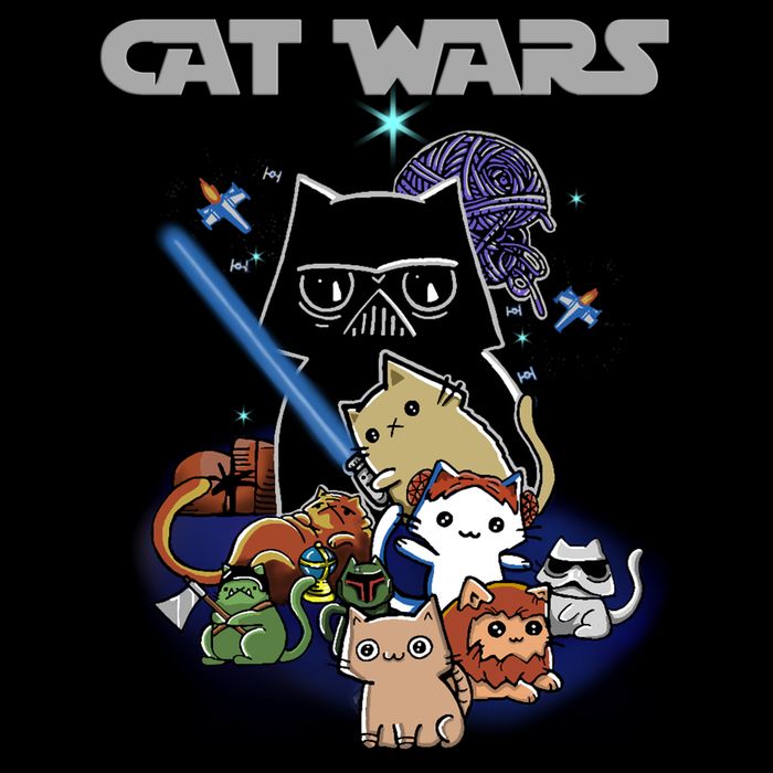 Cat Wars Meow Cat Lover Illustration Premium T-Shirt