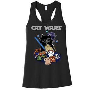 Cat Wars Meow Cat Lover Illustration Women's Racerback Tank