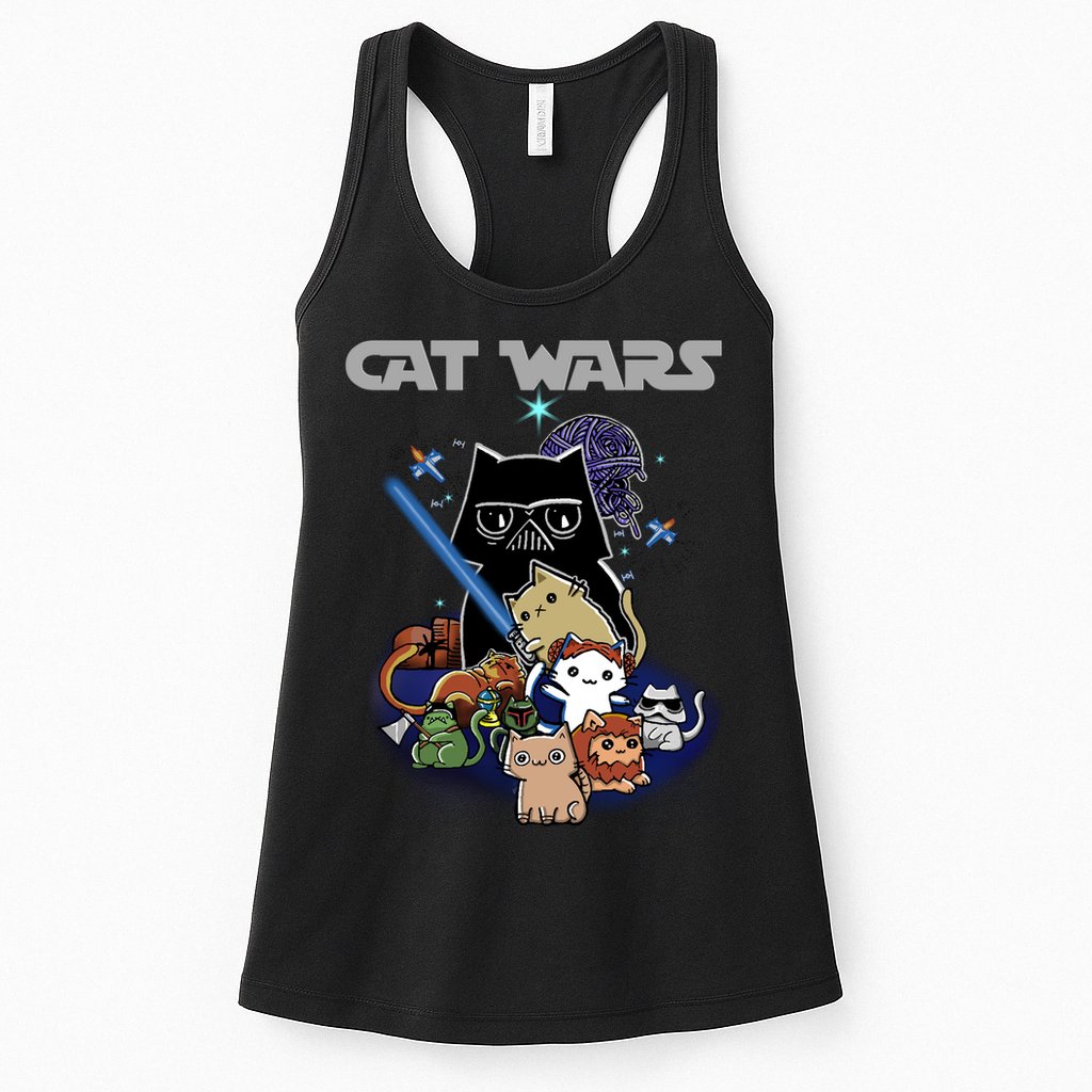 Cat Wars Meow Cat Lover Illustration Womens Tank Top