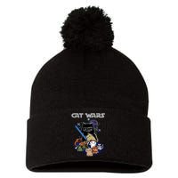 Cat Wars Meow Cat Lover Illustration Pom Pom 12in Knit Beanie