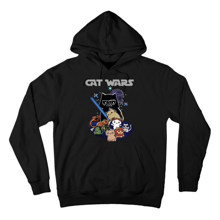 Cat Wars Meow Cat Lover Illustration Tall Hoodie