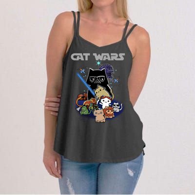 Cat Wars Meow Cat Lover Illustration Women's Strappy Tank