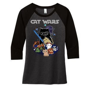 Cat Wars Meow Cat Lover Illustration Women's Tri-Blend 3/4-Sleeve Raglan Shirt