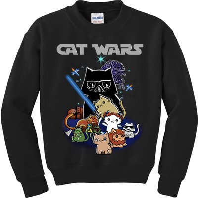 Cat Wars Meow Cat Lover Illustration Kids Sweatshirt