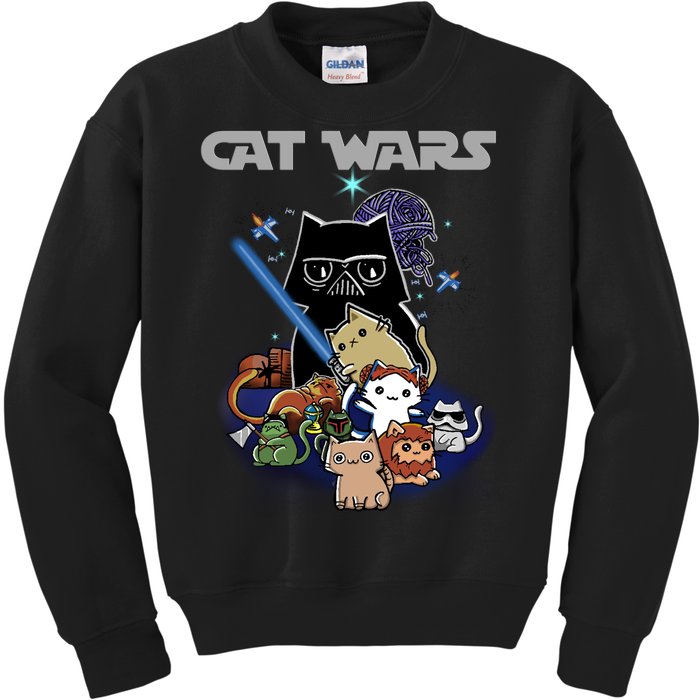 Cat Wars Meow Cat Lover Illustration Kids Sweatshirt