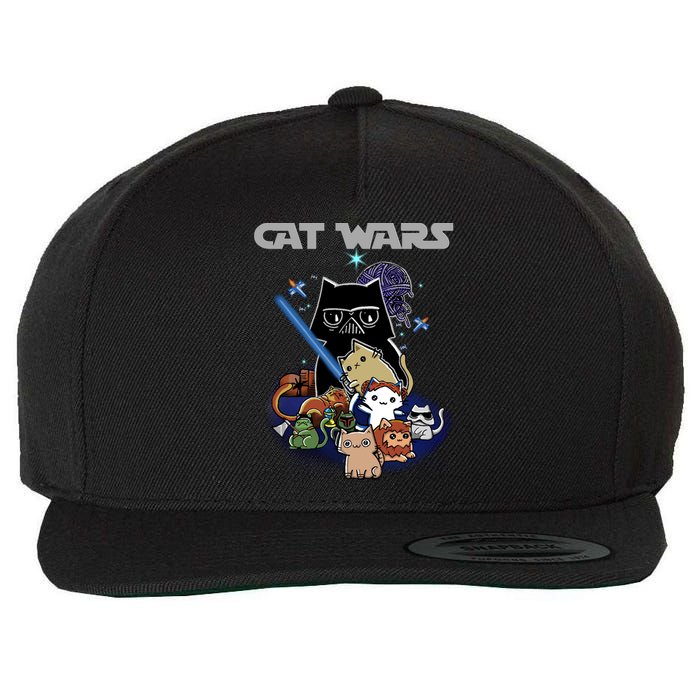 Cat Wars Meow Cat Lover Illustration Wool Snapback Cap