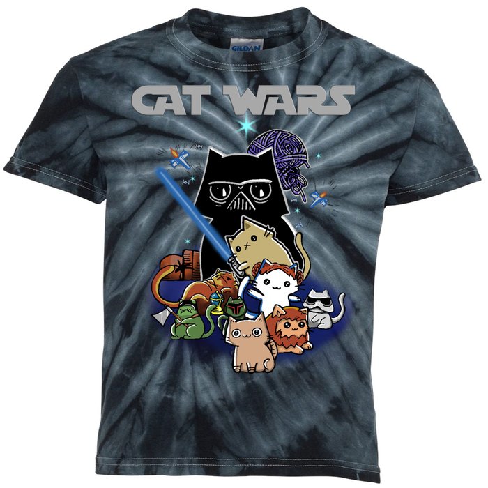 Cat Wars Meow Cat Lover Illustration Kids Tie-Dye T-Shirt