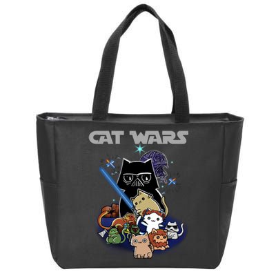 Cat Wars Meow Cat Lover Illustration Zip Tote Bag