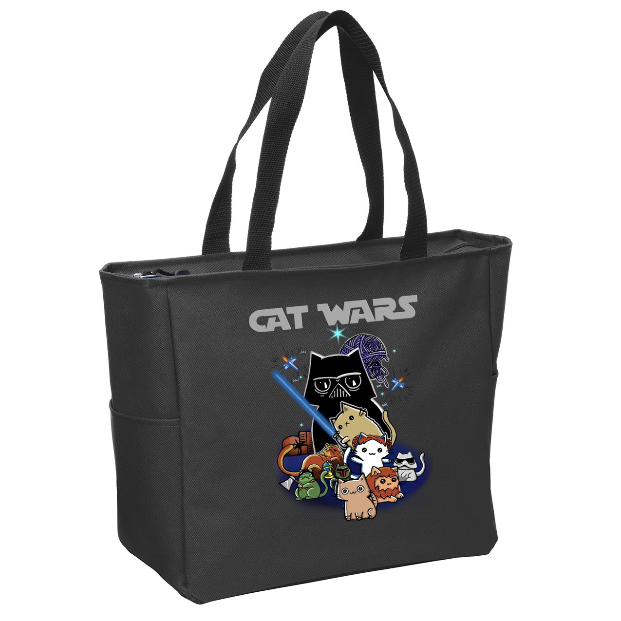 Cat Wars Meow Cat Lover Illustration Zip Tote Bag