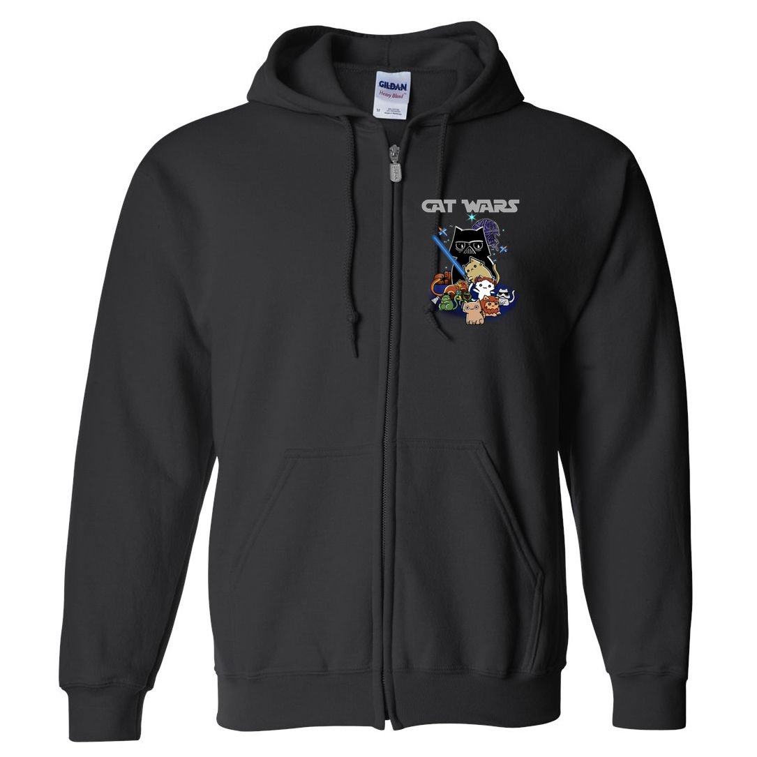 Cat Wars Meow Cat Lover Illustration Full Zip Hoodie