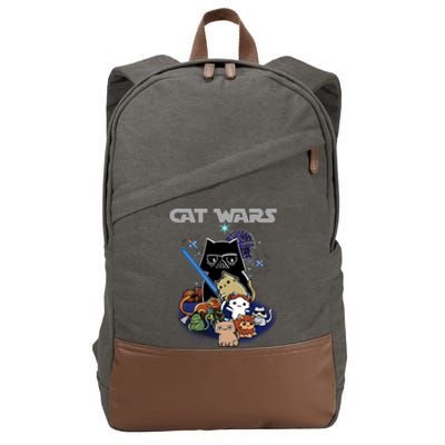 Cat Wars Meow Cat Lover Illustration Cotton Canvas Backpack