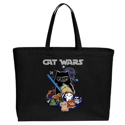 Cat Wars Meow Cat Lover Illustration Cotton Canvas Jumbo Tote