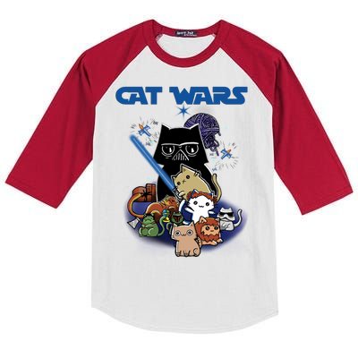 Cat Wars Meow Cat Lover Illustration Kids Colorblock Raglan Jersey