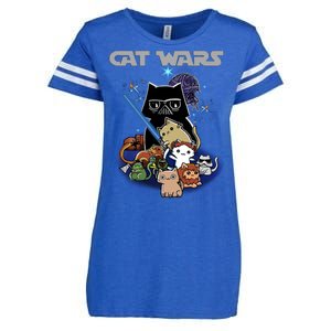 Cat Wars Meow Cat Lover Illustration Enza Ladies Jersey Football T-Shirt