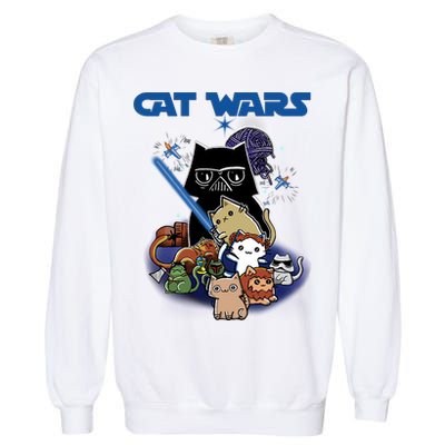 Cat Wars Meow Cat Lover Illustration Garment-Dyed Sweatshirt