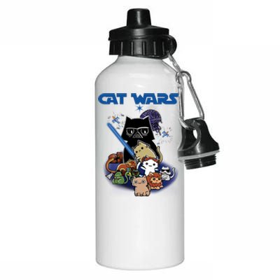 Cat Wars Meow Cat Lover Illustration Aluminum Water Bottle