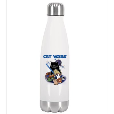 Cat Wars Meow Cat Lover Illustration Stainless Steel Insulated Water Bottle