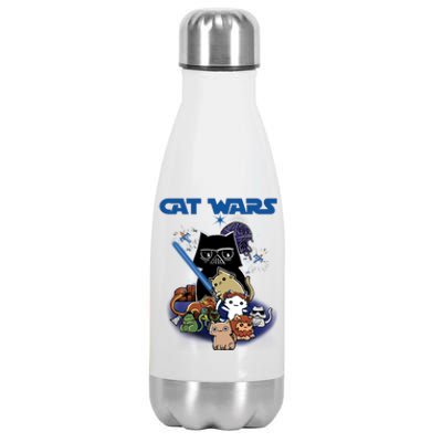 Cat Wars Meow Cat Lover Illustration Stainless Steel Insulated Water Bottle