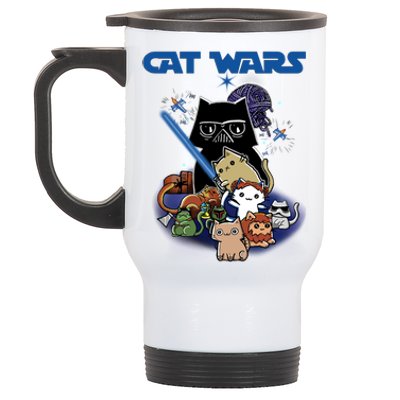 Cat Wars Meow Cat Lover Illustration Stainless Steel Travel Mug