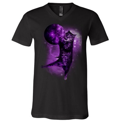 Cat World Galaxy V-Neck T-Shirt