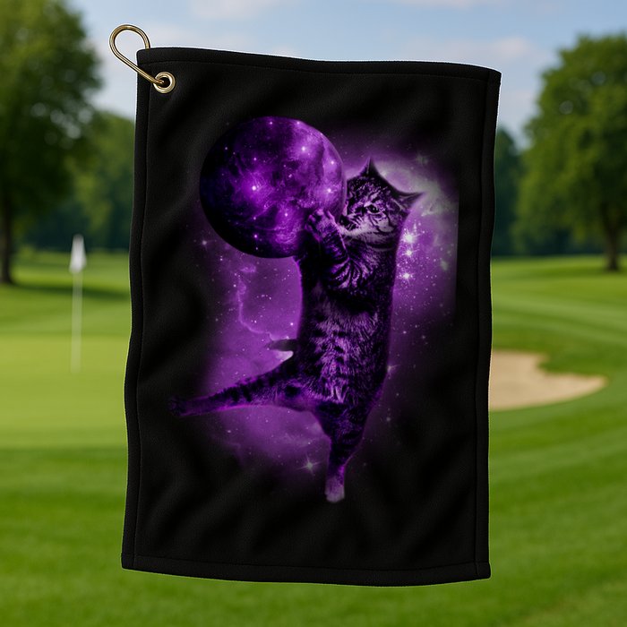 Cat World Galaxy Golf Towel