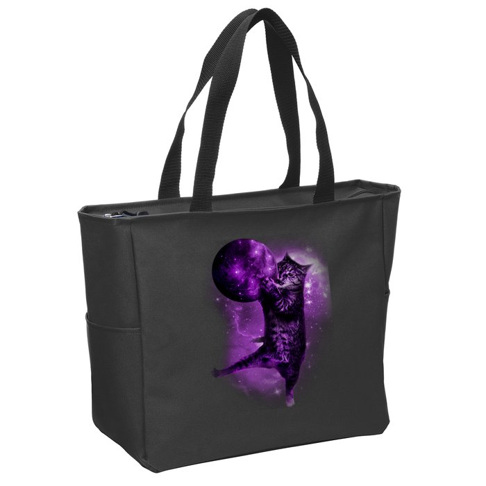 Cat World Galaxy Zip Tote Bag