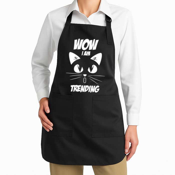 Cat Wow I'm Trending Full-Length Apron With Pockets