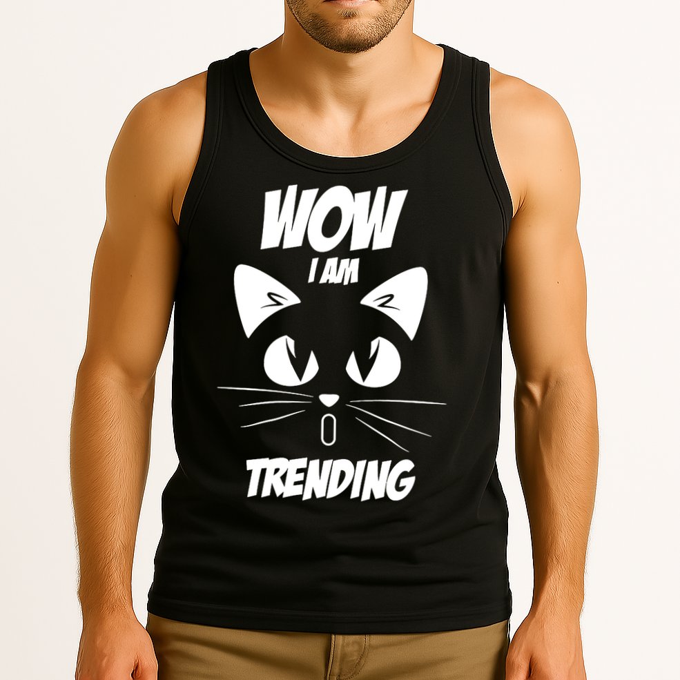 Cat Wow I'm Trending Tank Top