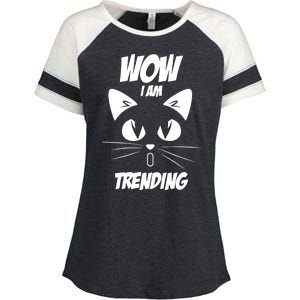 Cat Wow I'm Trending Enza Ladies Jersey Colorblock Tee