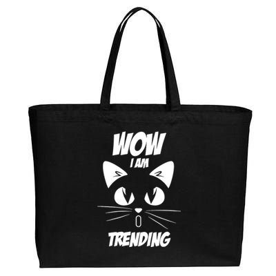 Cat Wow I'm Trending Cotton Canvas Jumbo Tote