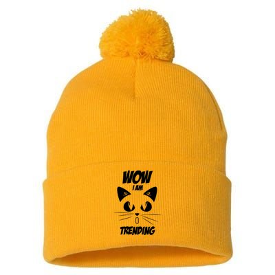 Cat Wow I'm Trending Pom Pom 12in Knit Beanie