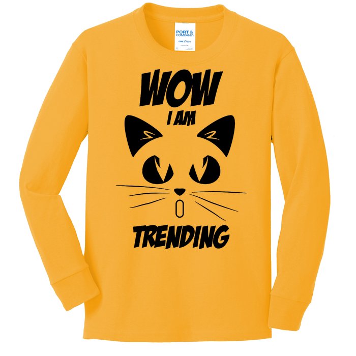 Cat Wow I'm Trending Kids Long Sleeve Shirt