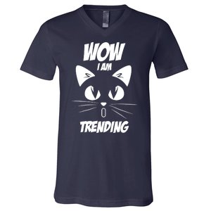 Cat Wow I'm Trending V-Neck T-Shirt