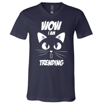 Cat Wow I'm Trending V-Neck T-Shirt