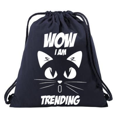 Cat Wow I'm Trending Drawstring Bag