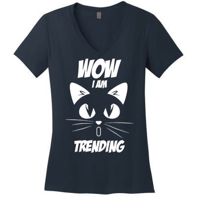 Cat Wow I'm Trending Women's V-Neck T-Shirt