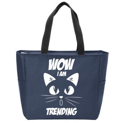 Cat Wow I'm Trending Zip Tote Bag