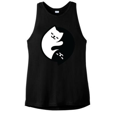 Cat Yin And Yang Cute Ladies PosiCharge Tri-Blend Wicking Tank