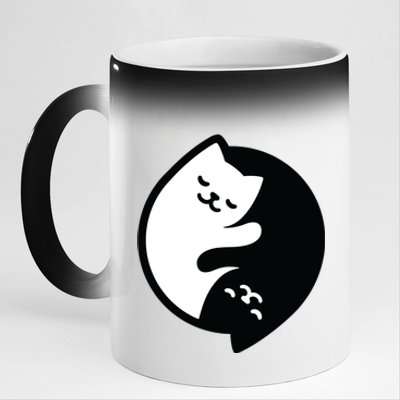 Cat Yin And Yang Cute 11oz Black Color Changing Mug